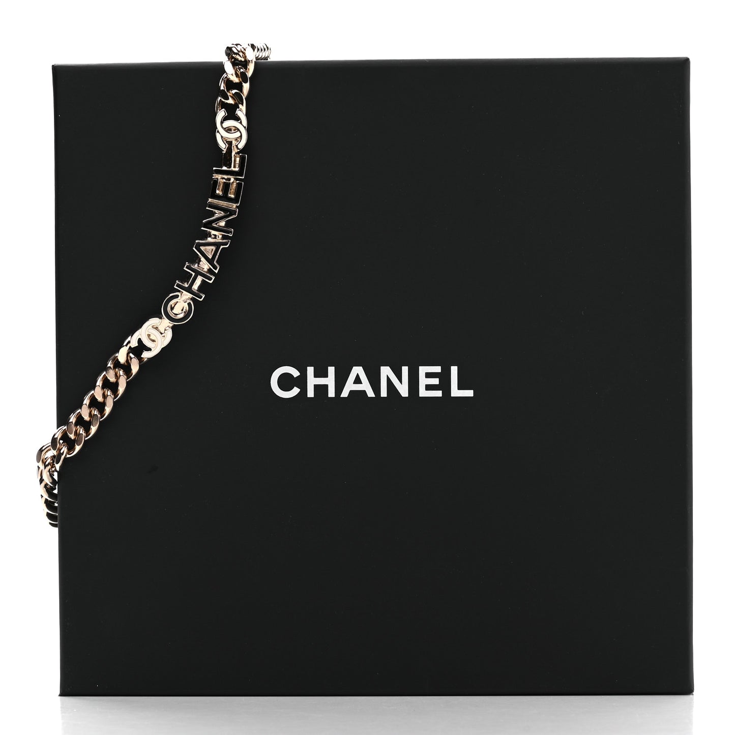 Enamel Metal Logo Choker Necklace Gold White Black