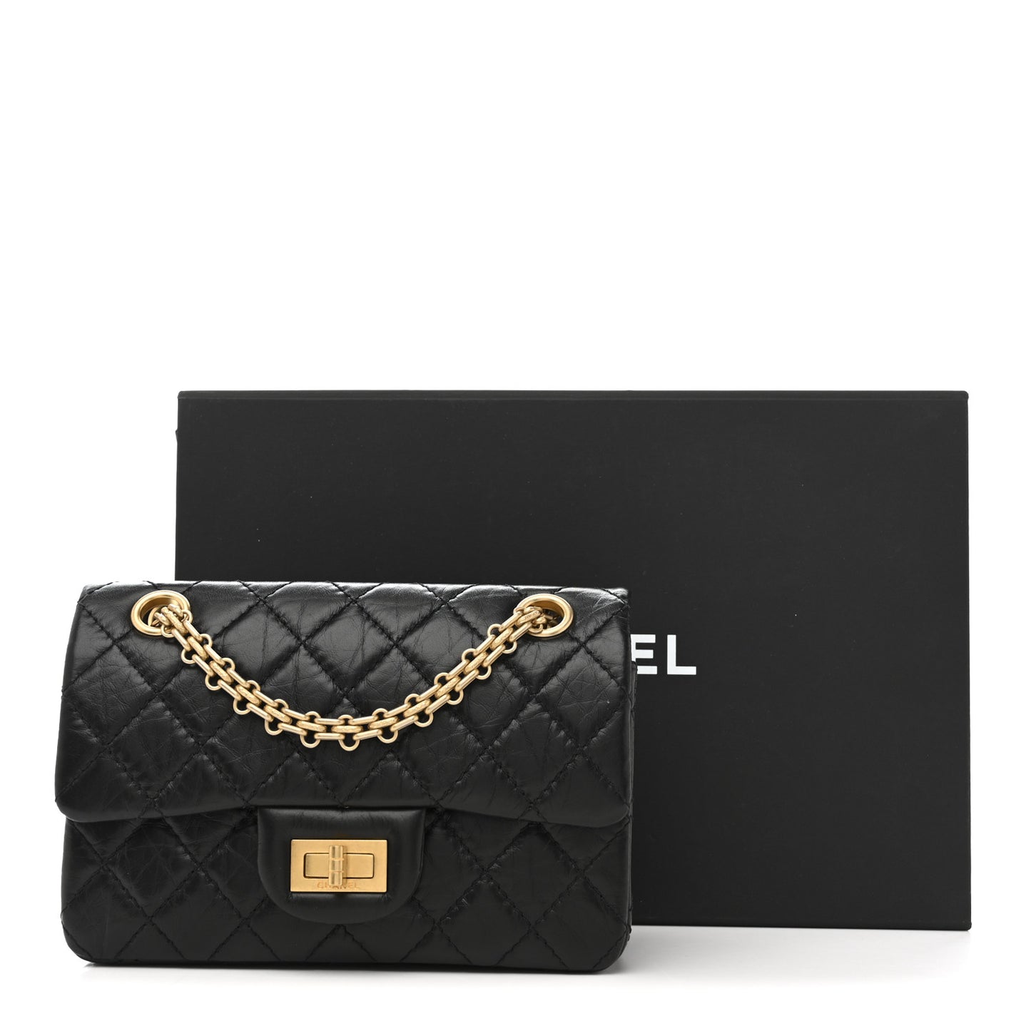 Aged Calfskin Quilted 2.55 Reissue Mini Flap Black