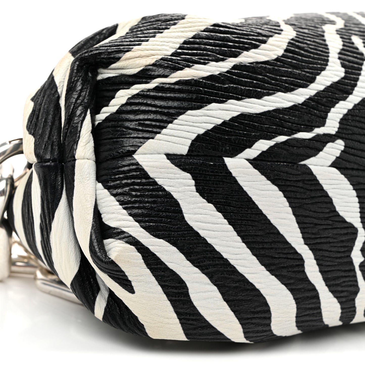 Nappa Zebra Print The Pouch Chain White Black