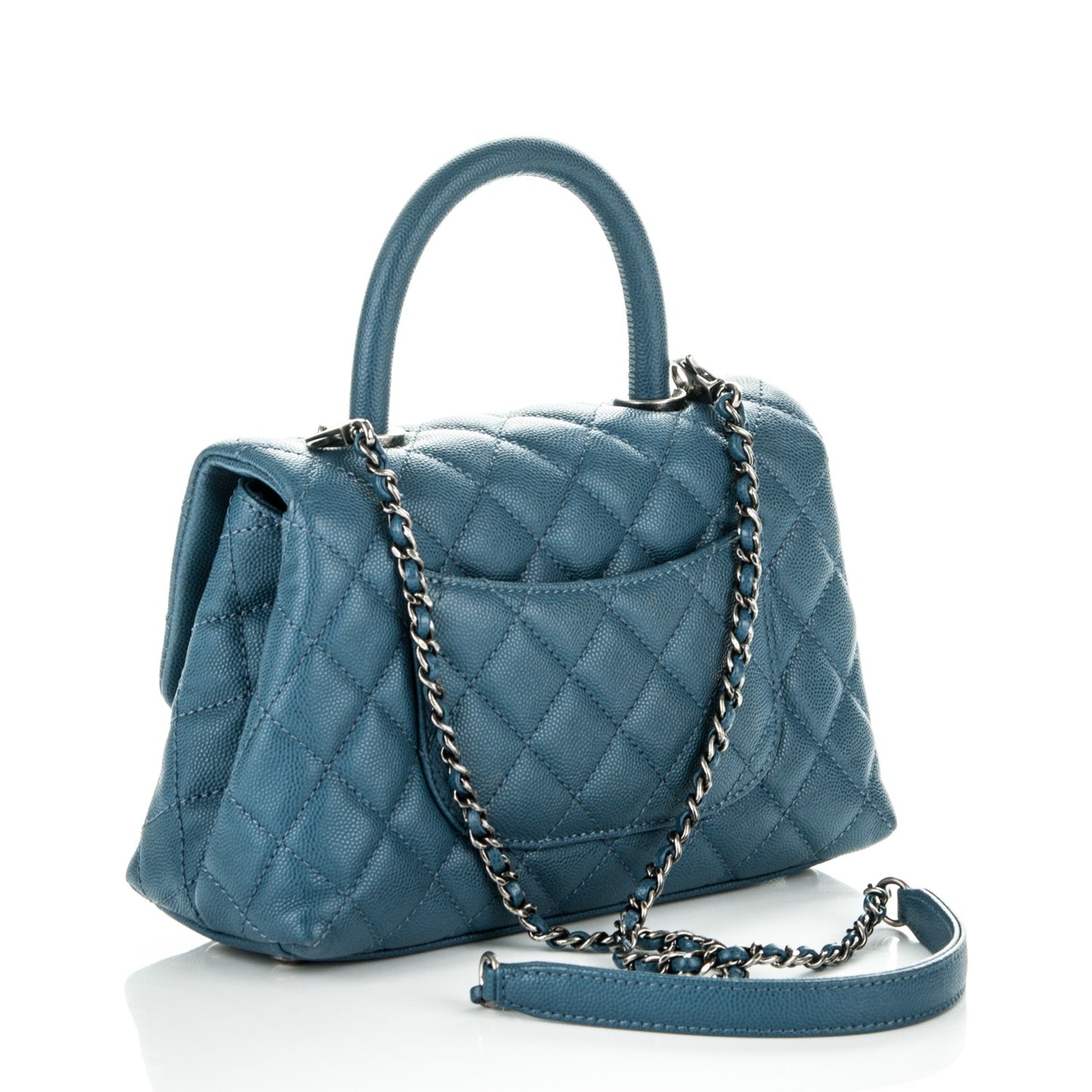 Caviar Quilted Mini Coco Handle Flap Blue