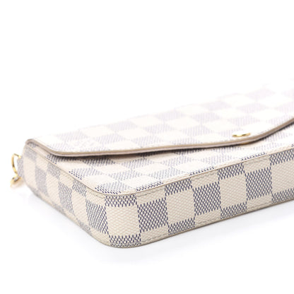 Louis Vuitton Damier Azur Pochette Felicie Chain Wallet Rose Ballerine 16 of 18