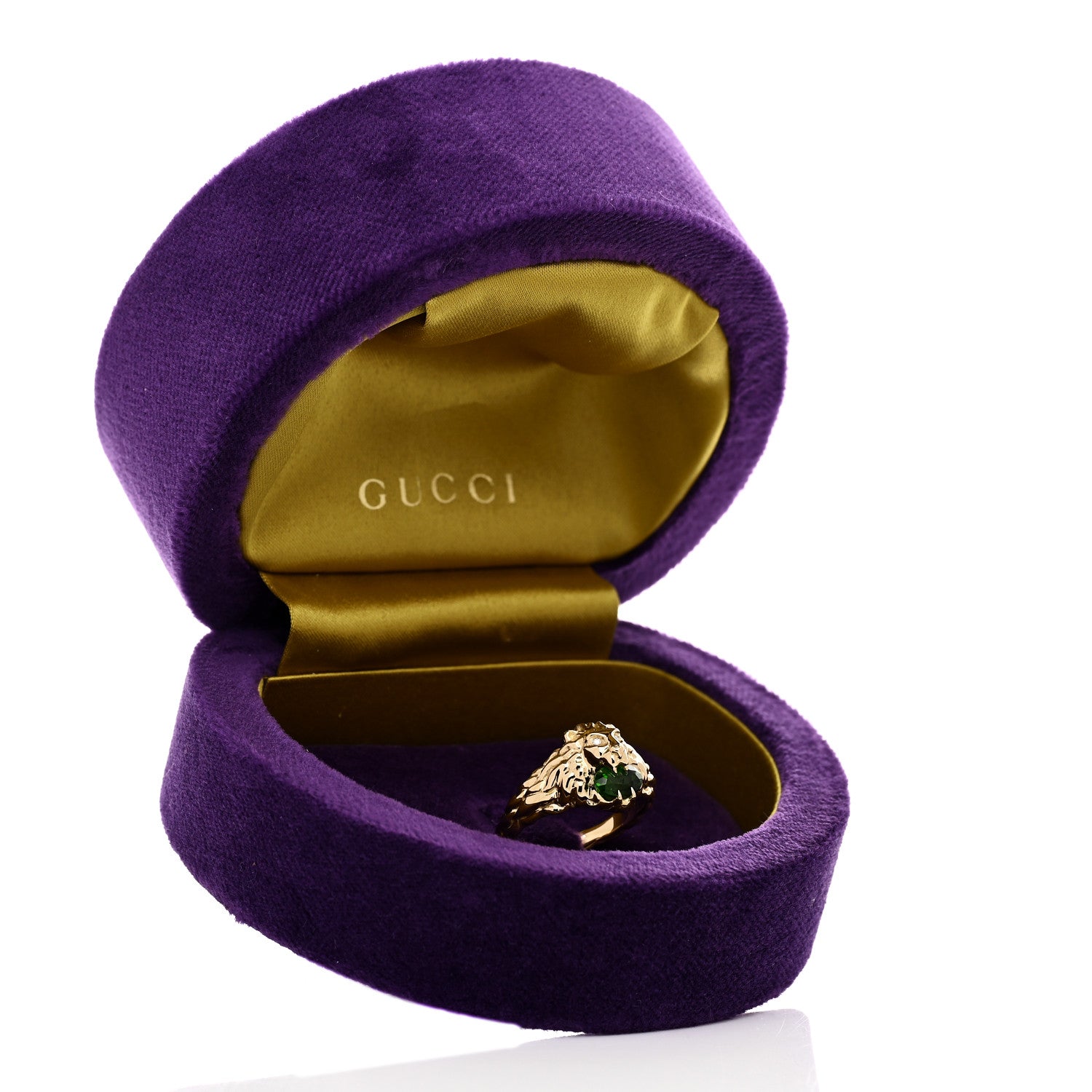 Gucci 18K Yellow Gold Diamond Chrome Diopside Lion Head Ring 58 8.5 7 of 7
