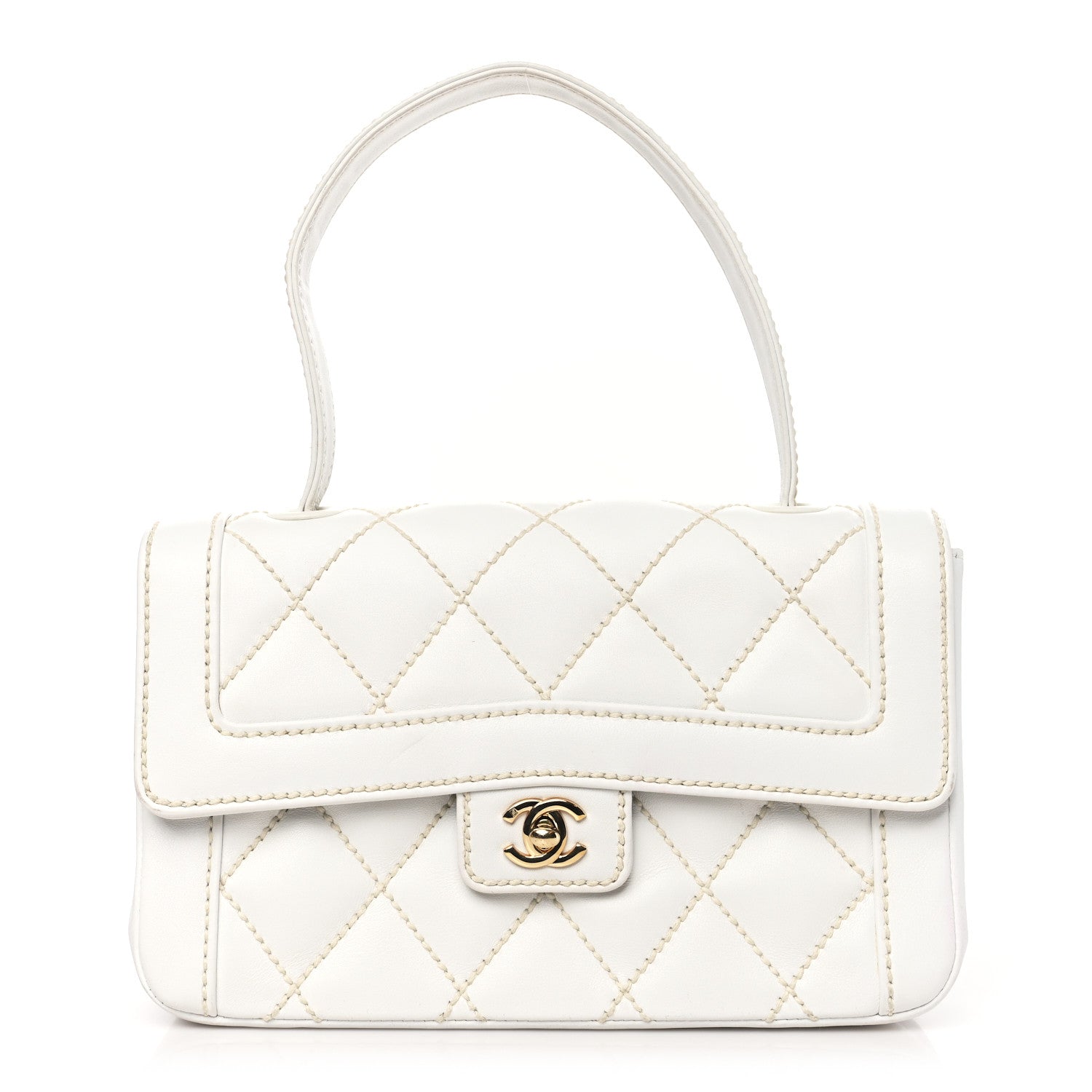 Chanel Calfskin Quilted Wild Stitch Flap White 1 of 12