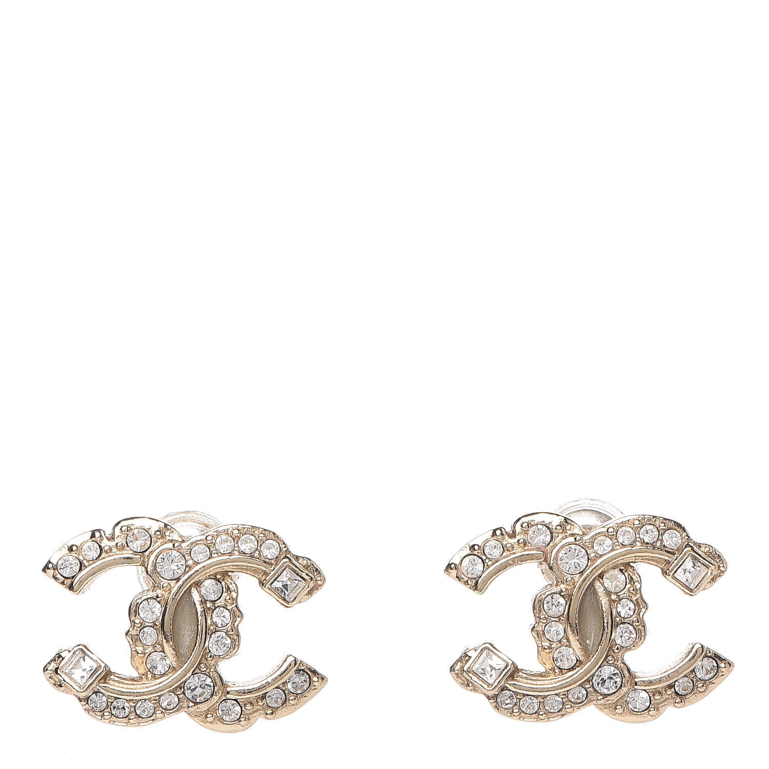 Chanel Crystal CC Earrings Gold 1 of 5