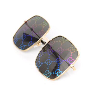 Gucci Metal Rectangular Frame Sunglasses GG0414S Gold Multicolor 7 of 8