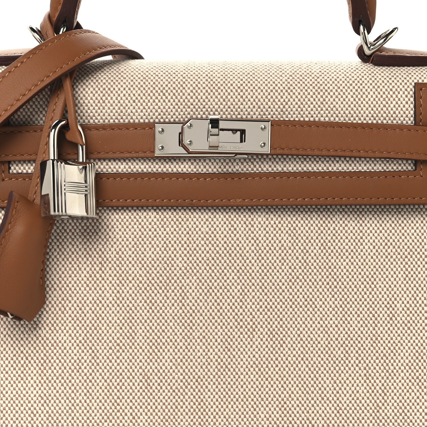 Hermes Toile H Swift Kelly Sellier 25 Ecru Gold 8 of 13