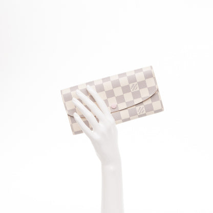 Louis Vuitton Damier Azur Emilie Wallet Rose Ballerine 2 of 9