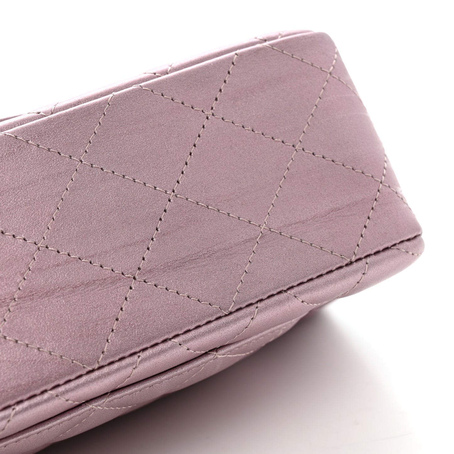 Metallic Calfskin Quilted Mini Rectangular Flap Pink