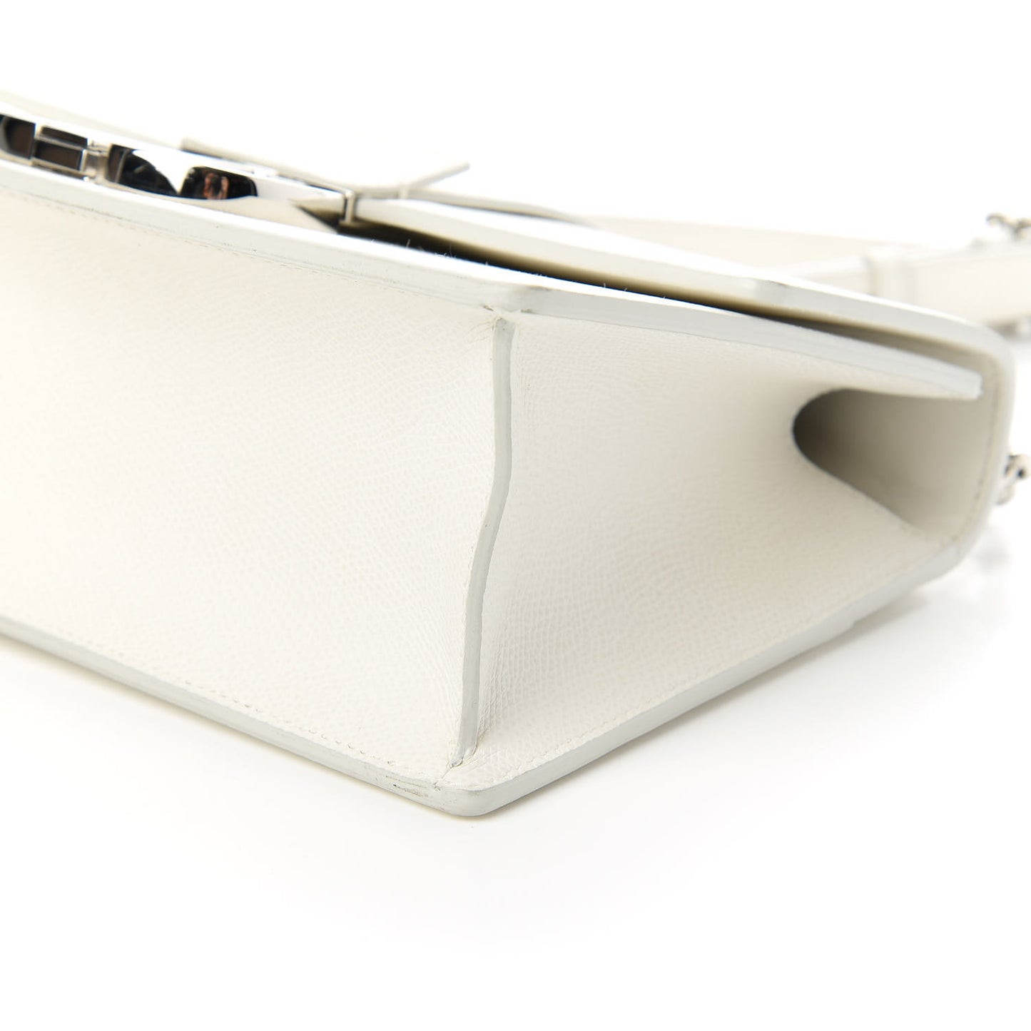 Grained Calfskin 30 Montaigne Chain Flap Bag White
