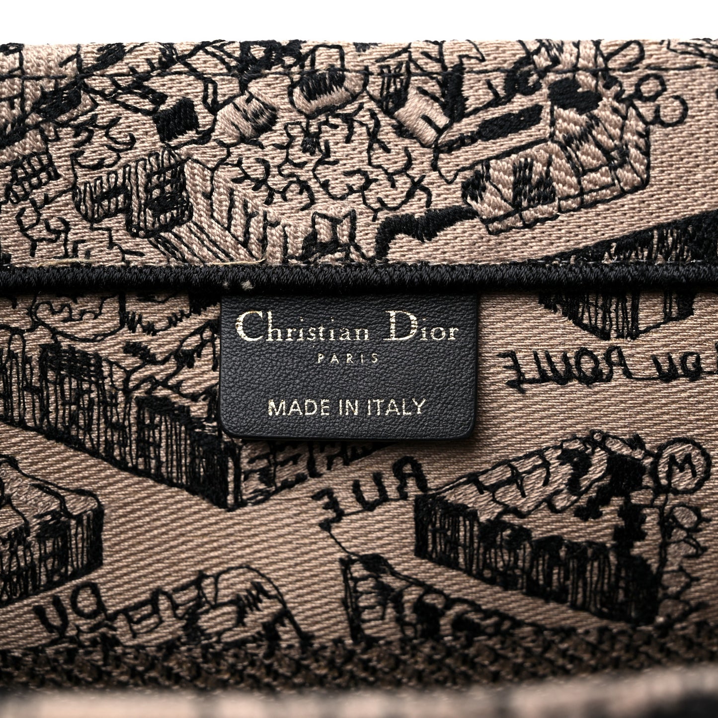 Canvas Embroidered Medium Plan De Paris Book Tote Beige Multi