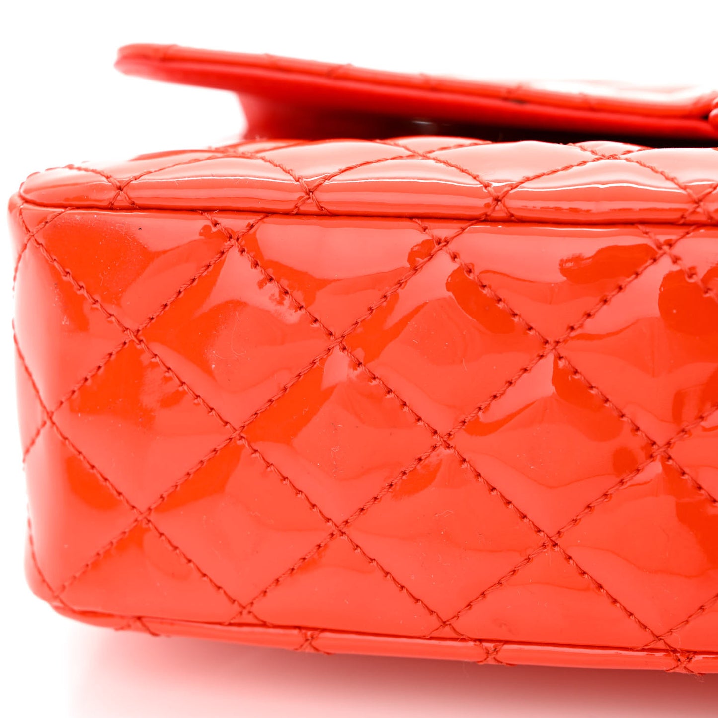 Patent Calfskin Quilted Valentine Charms Medium Single Flap Red