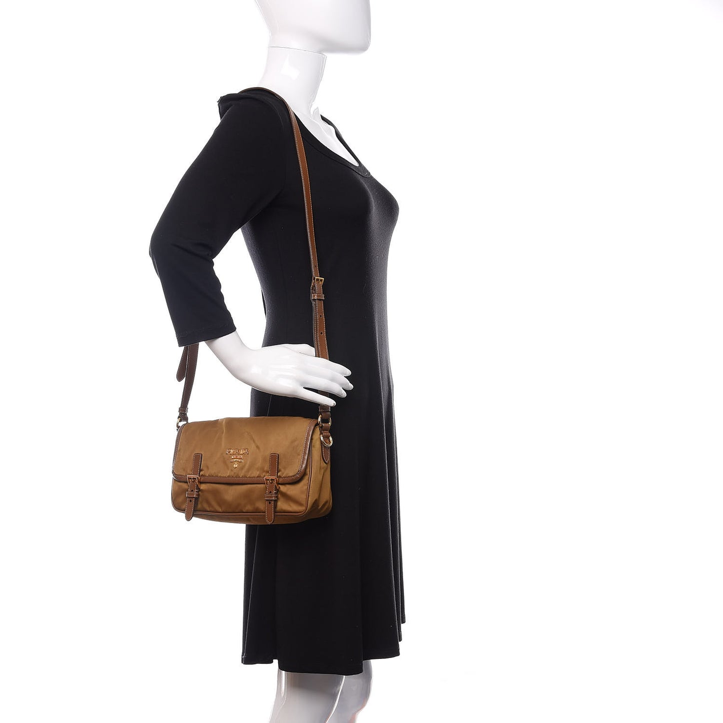 Tessuto Nylon Saffiano Small Messenger Bag Tobacco