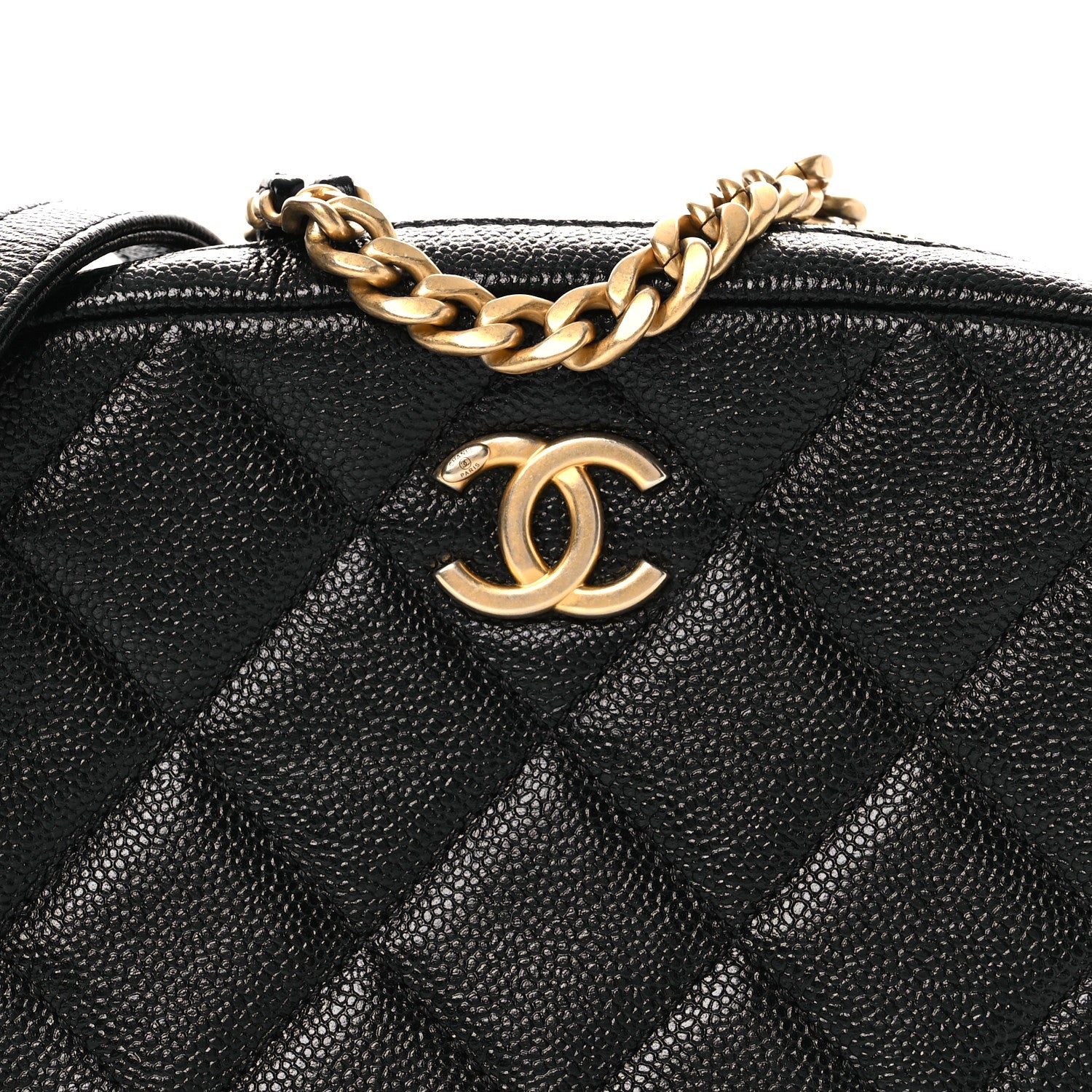 Chanel Shiny Caviar Quilted Chain Melody Camera Bag Black 1769328
