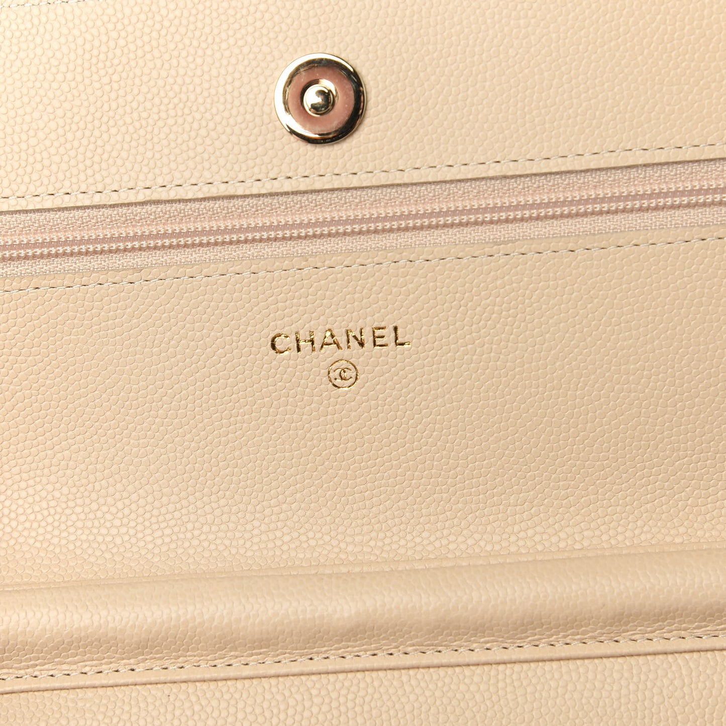 Caviar Quilted Coco Candy Wallet On Chain WOC Beige