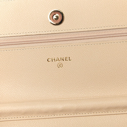 Chanel Caviar Quilted Coco Candy Wallet On Chain WOC Beige 8 of 11