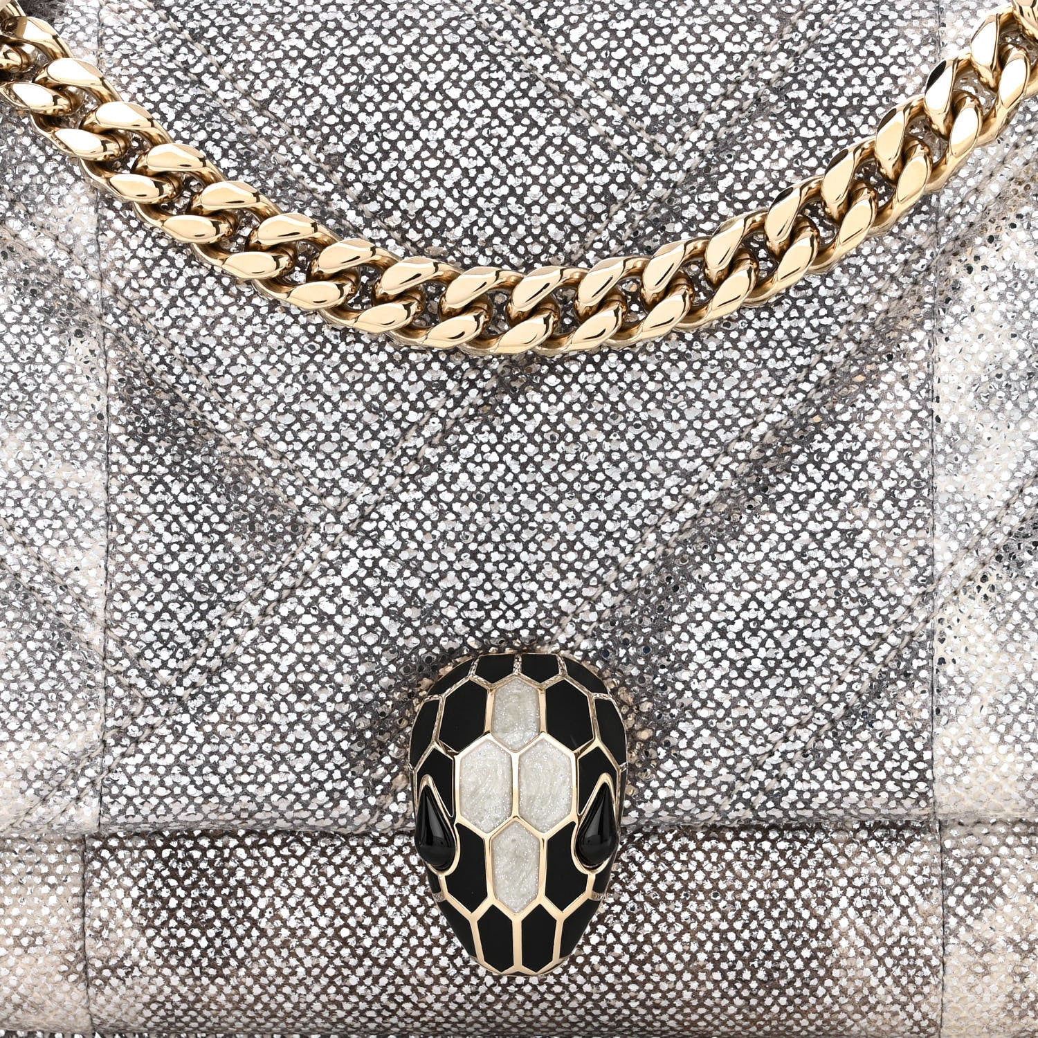 Bulgari Shiny Karung Matelasse Mini Serpenti Cabochon Crossbody Silver 7 of 9