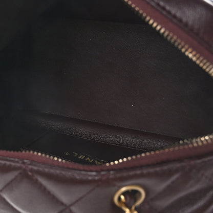 Chanel Lambskin Quilted Mini Wenge Wood Bowling Bag Burgundy 5 of 11
