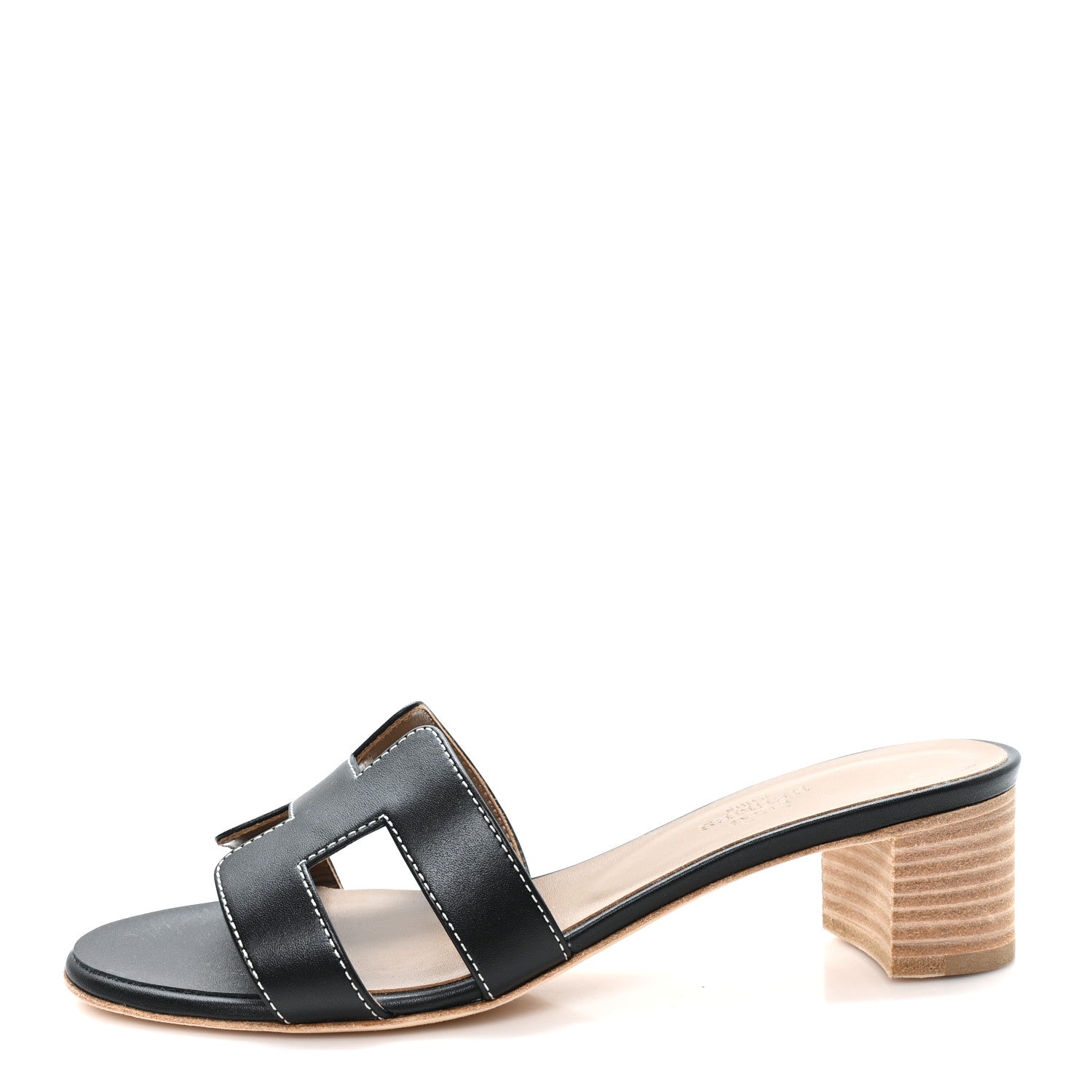 Hermes Calfskin Oasis Sandals 37.5 Black 1 of 10