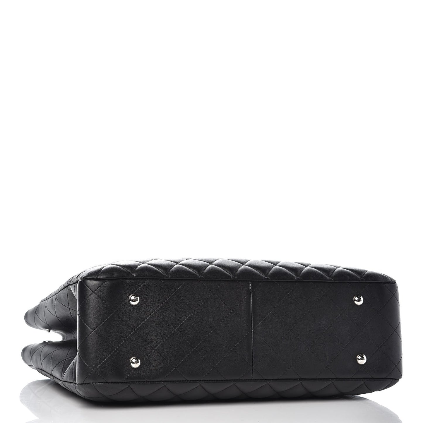 Calfskin Quilted Large Classic Shopping Tote Black
