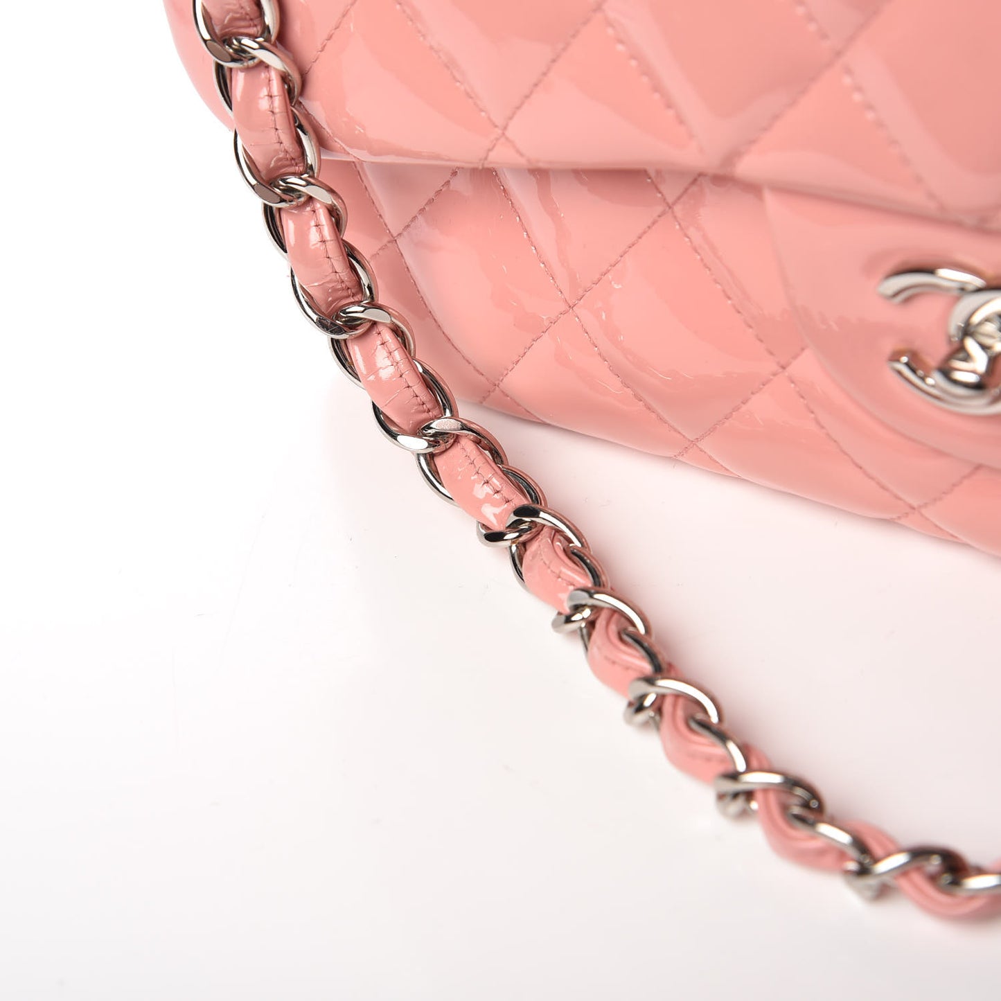 Patent Quilted Jumbo Double Flap Pink