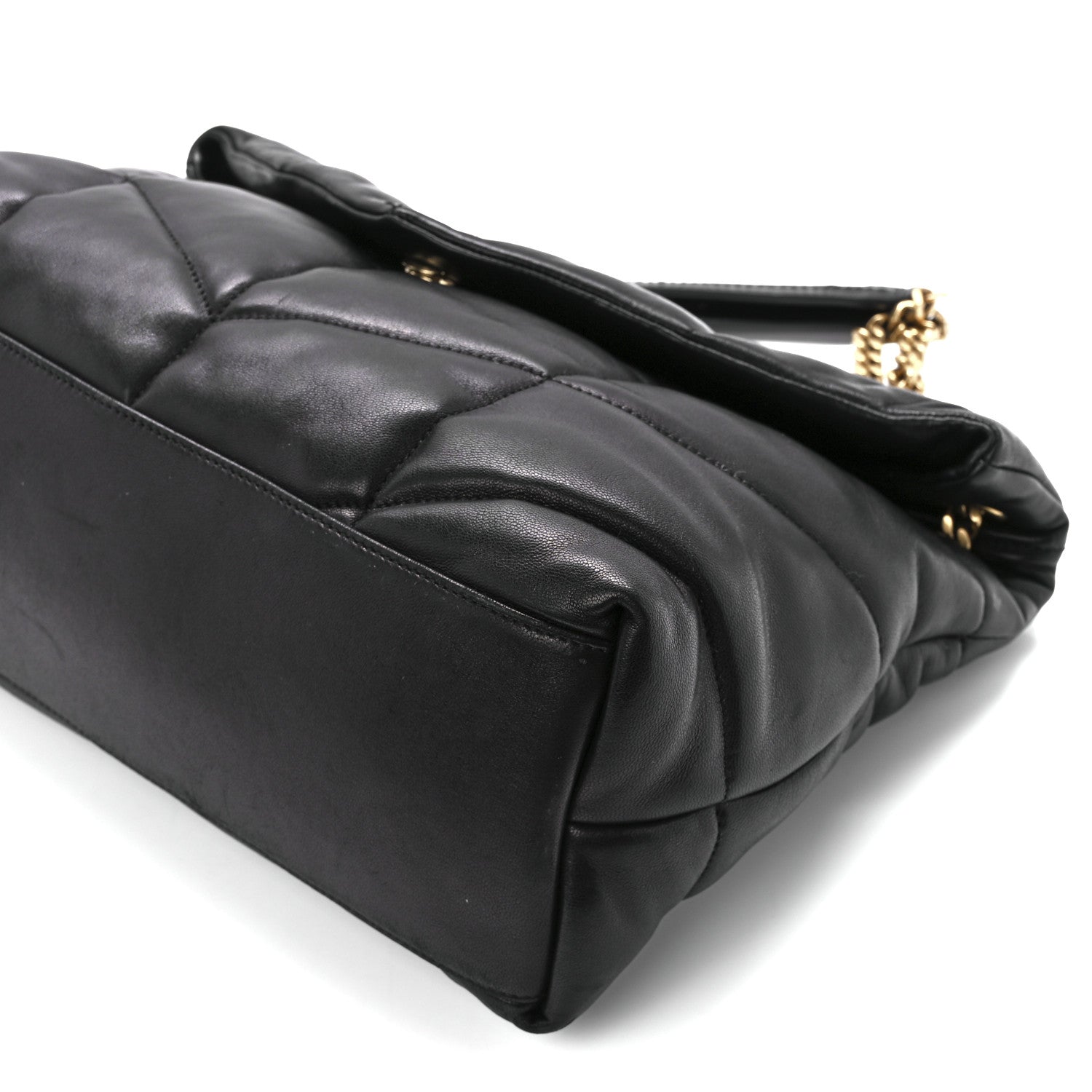 Saint Laurent Lambskin Quilted Medium Loulou Puffer Monogram Chain Satchel Black 12 of 12