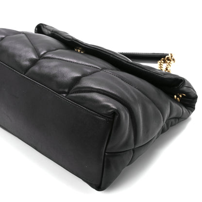 Saint Laurent Lambskin Quilted Medium Loulou Puffer Monogram Chain Satchel Black 12 of 12