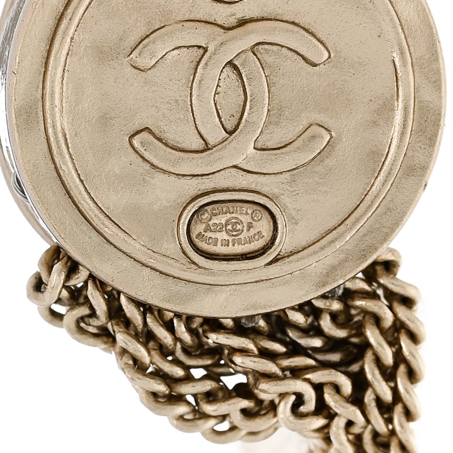 Chanel Metal CC Multi Strand Chain Drop Earrings Gold 4 of 5