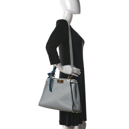 Fendi Vitello Seta Ribbon Medium Peekaboo Iconic Satchel Opale 2 of 11