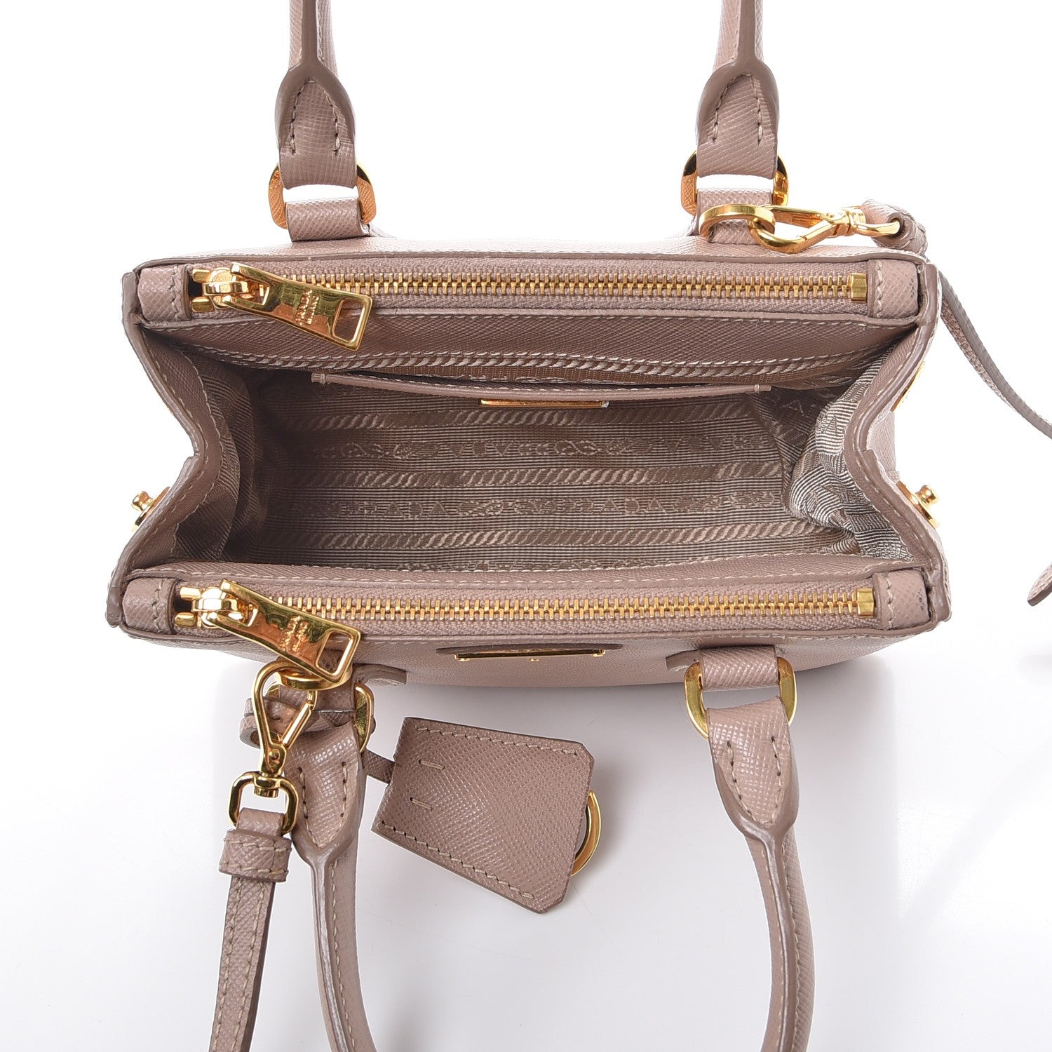 Prada Saffiano Lux Micro Galleria Double Zip Tote Cammeo 6 of 8