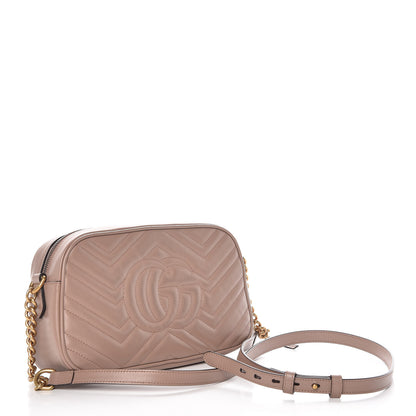 Gucci Calfskin Matelasse Small GG Marmont Chain Shoulder Bag Taupe 3 of 10
