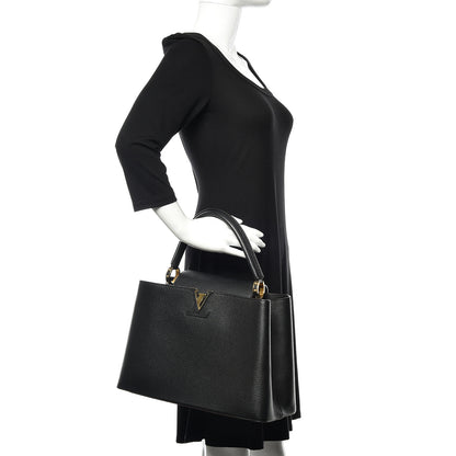Louis Vuitton Taurillon Capucines MM Black 2 of 9