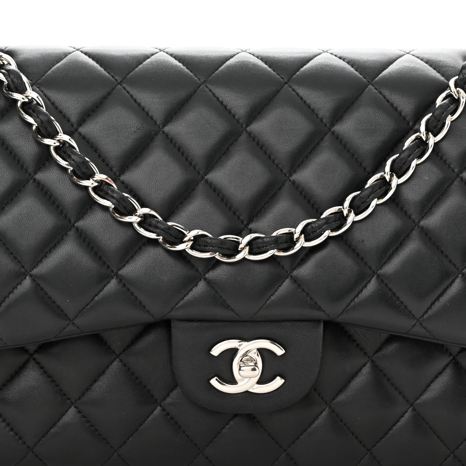 Chanel Lambskin Quilted Jumbo Double Flap Black 8 of 14