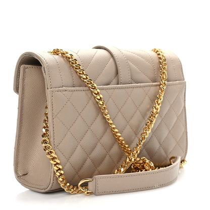 Saint Laurent Grain De Poudre Textured Mixed Matelasse Triquilt Small Monogram Satchel Dark Beige 2 of 7