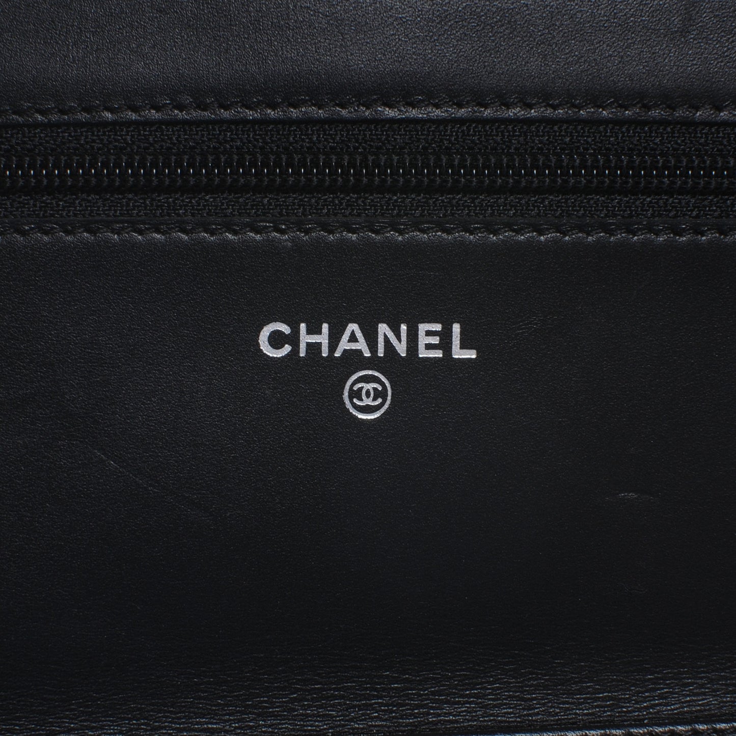 Calfskin Quilted Cambon Wallet On Chain WOC Black