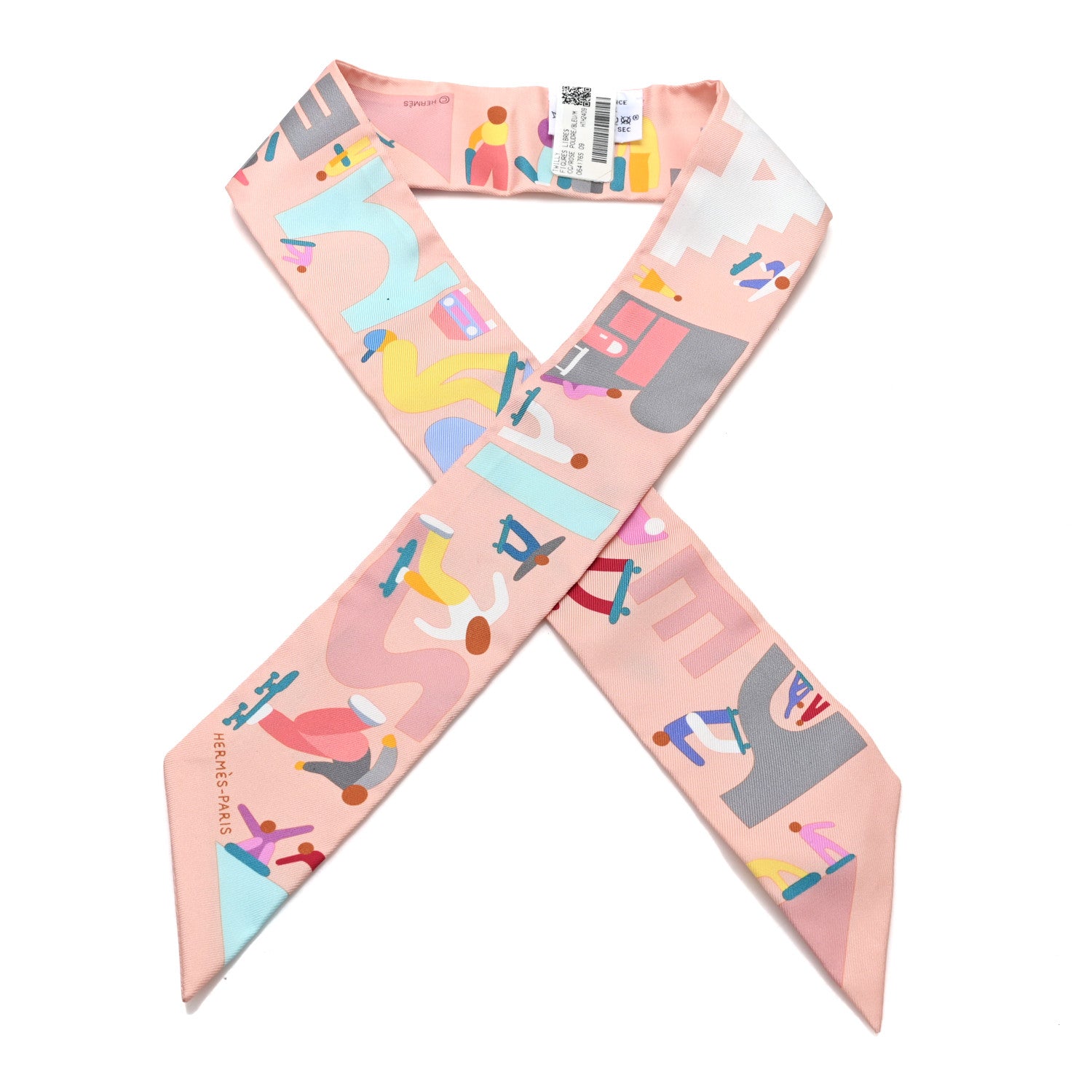 Hermes Silk Figures Libres Twilly Rose Poudre Bleu Multicolor 1 of 3