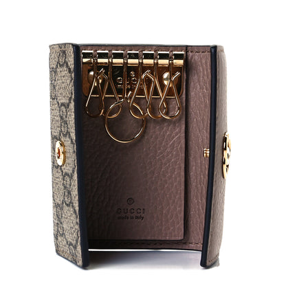 Gucci Dollar Calfskin GG Supreme Monogram GG Marmont 6 Key Holder Case Porcelain Rose Beige Ebony 7 of 8