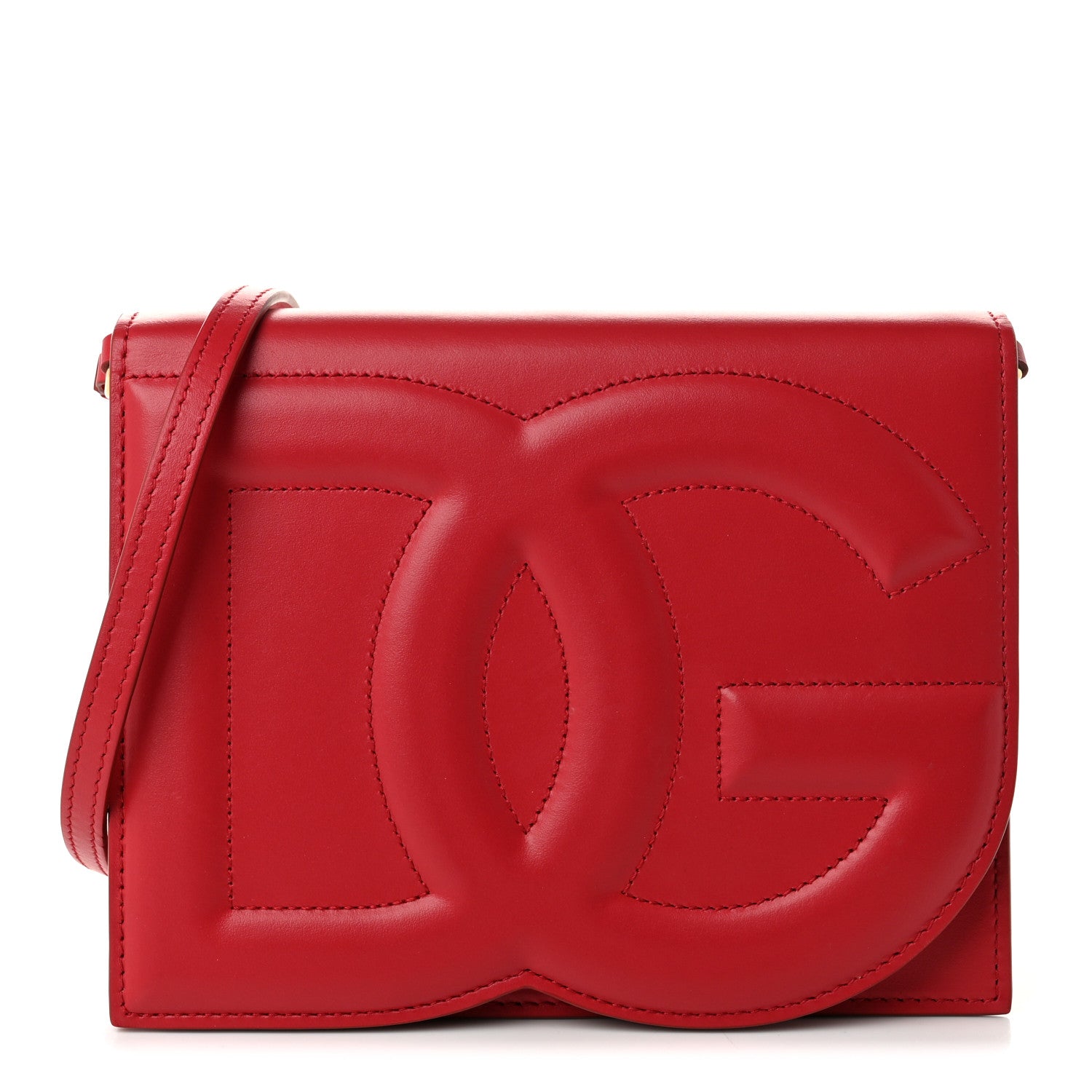 Dolce & Gabbana Calfskin DG Logo Flap Crossbody Bag Red 1 of 9