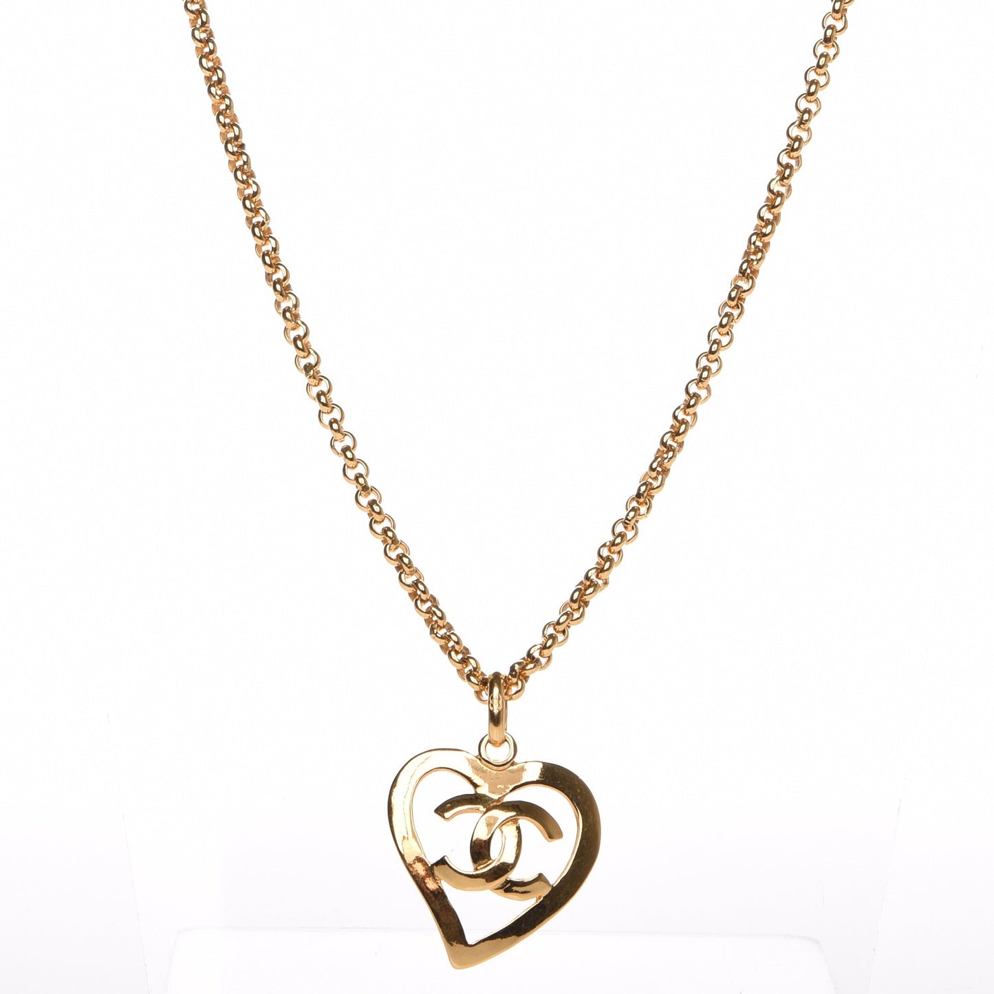 CC Heart Chain Pendant Necklace Gold