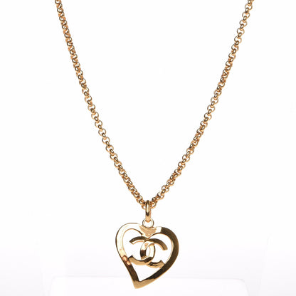 Chanel CC Heart Chain Pendant Necklace Gold 3 of 8
