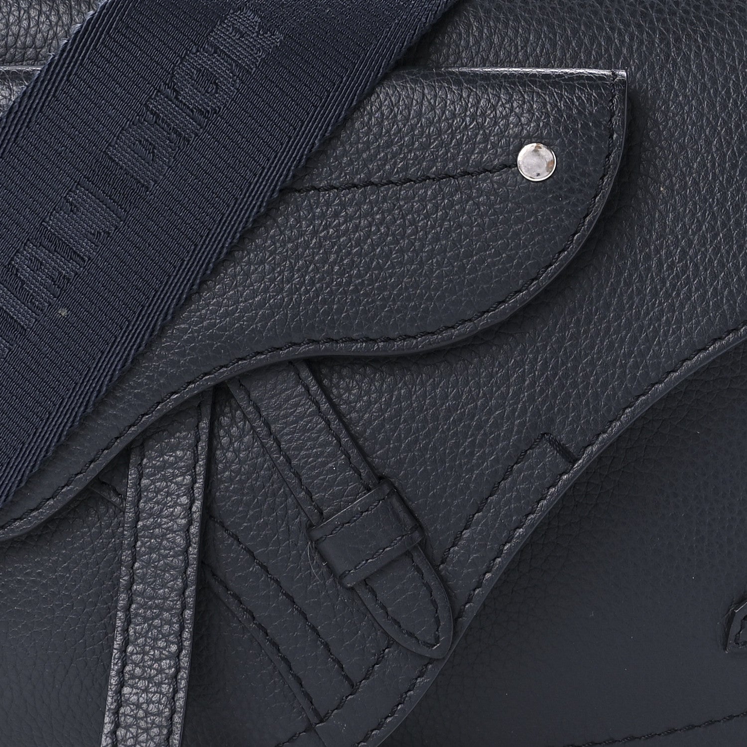 Christian Dior Grained Calfskin Saddle Messenger Bag Navy Blue 8 of 9