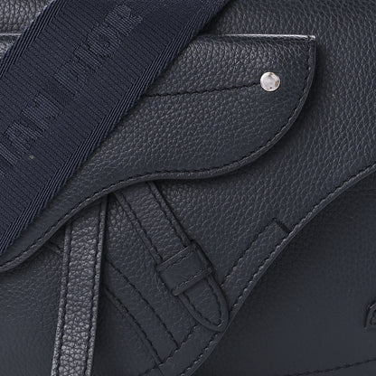 Christian Dior Grained Calfskin Saddle Messenger Bag Navy Blue 8 of 9