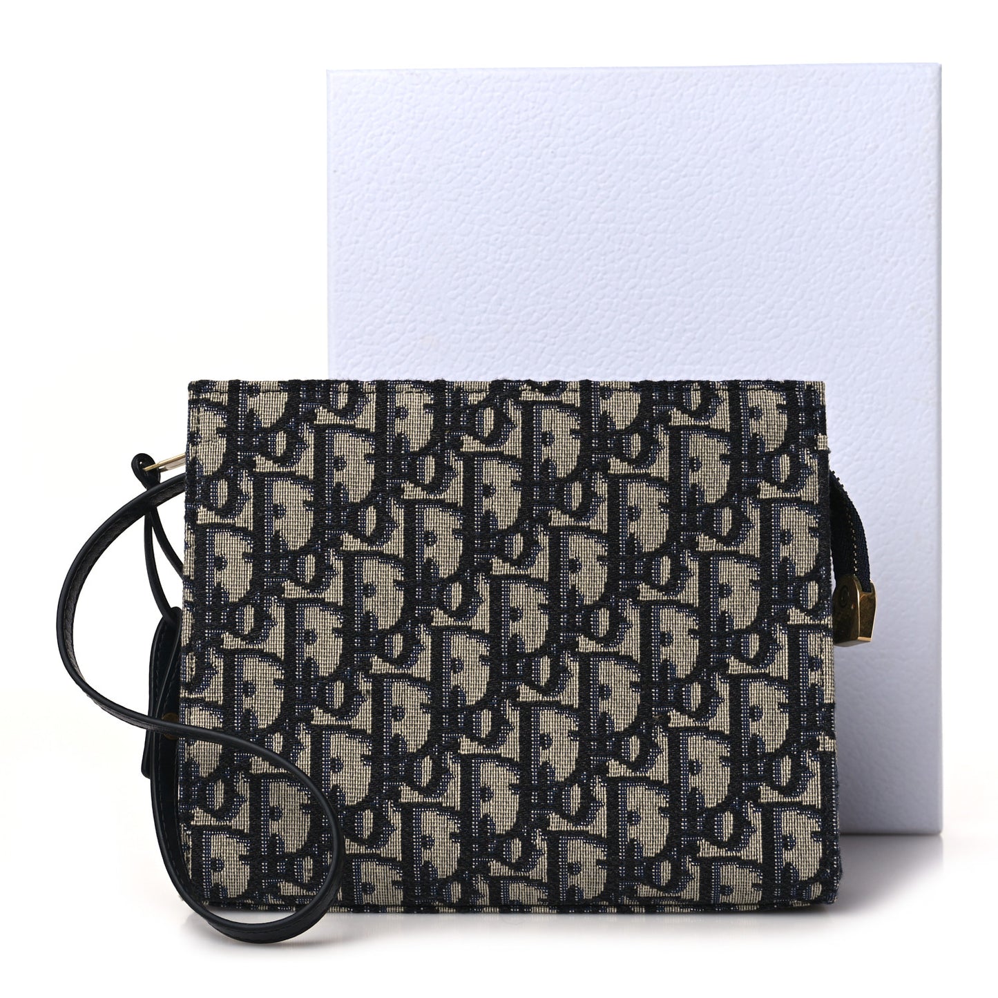 Oblique Zipped Pouch Clutch Blue