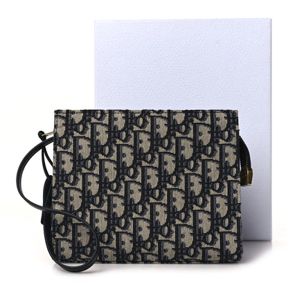 Christian Dior Oblique Zipped Pouch Clutch Blue 10 of 10