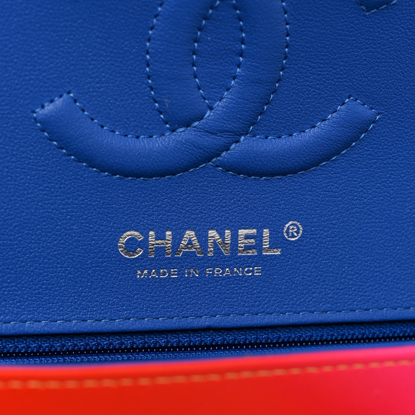 Calfskin Quilted Medium Rainbow Double Flap Multicolor