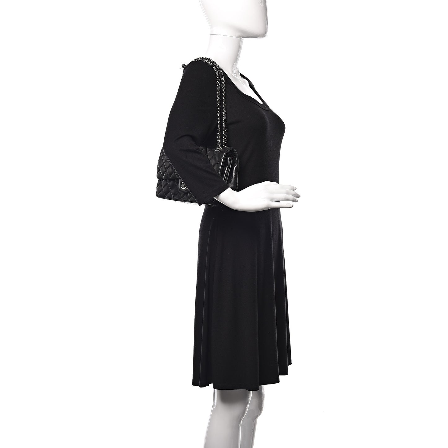 Lambskin Quilted Medium Double Flap Black