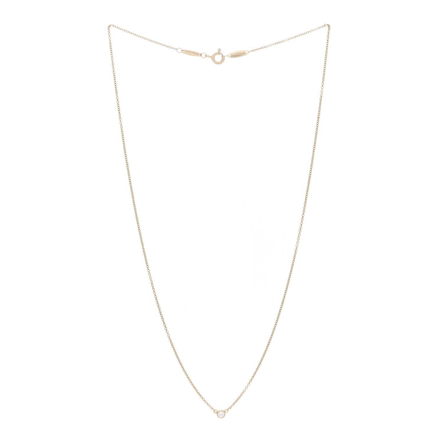 Tiffany 18K Yellow Gold Diamond .08ct Elsa Peretti Diamonds by the Yard Pendant Necklace 3 of 5