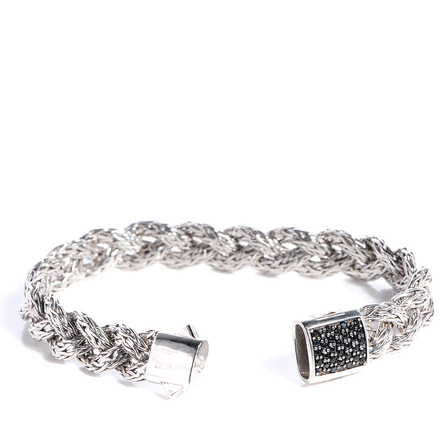 John Hardy Sterling Silver Black Sapphire 15mm Braided Classic Chain Bracelet 3 of 5
