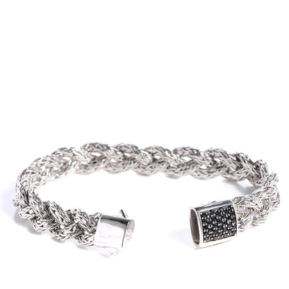 John Hardy Sterling Silver Black Sapphire 15mm Braided Classic Chain Bracelet 3 of 5