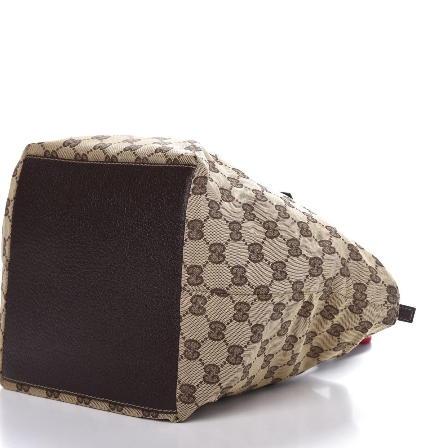 GG Monogram Small Web Handle Bucket Tote Dark Brown