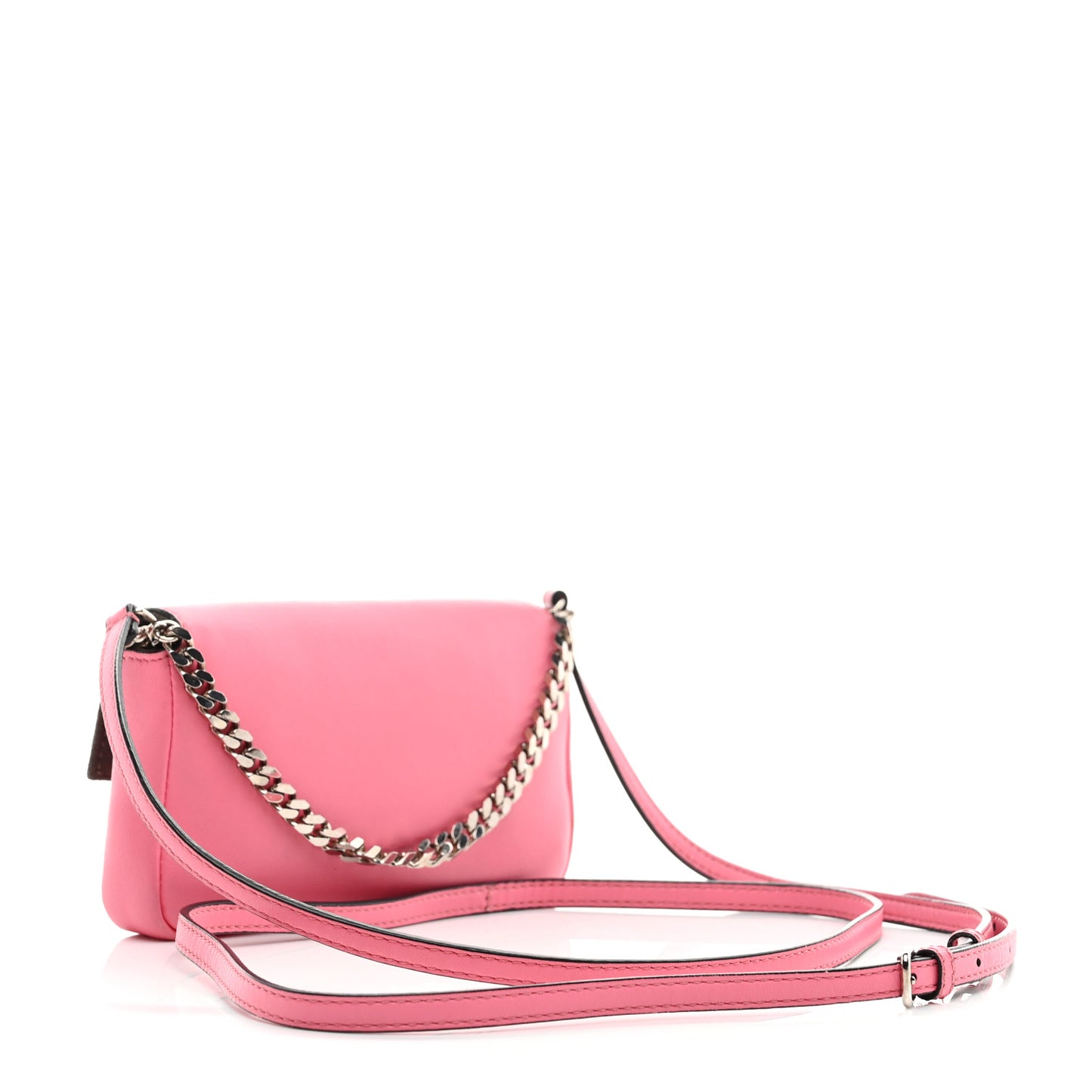Nappa Rabbit Fox Fur Micro Buggie Baguette Rosa Fluo Multicolor